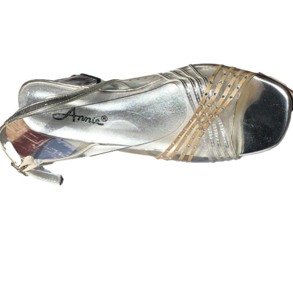 Final Price  ANNIE Shoes /Size 7 1/2 /Silver And Clear Block Heel  New Years - Picture 3 of 8